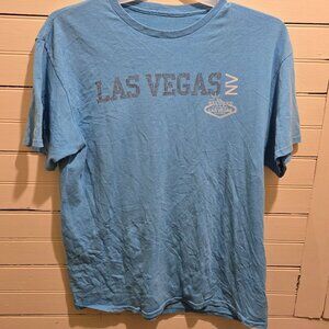 Las Vegas Tshirt Mens Light Blue Short Sleeve Welcome Sign Souvenir Graphic Tee